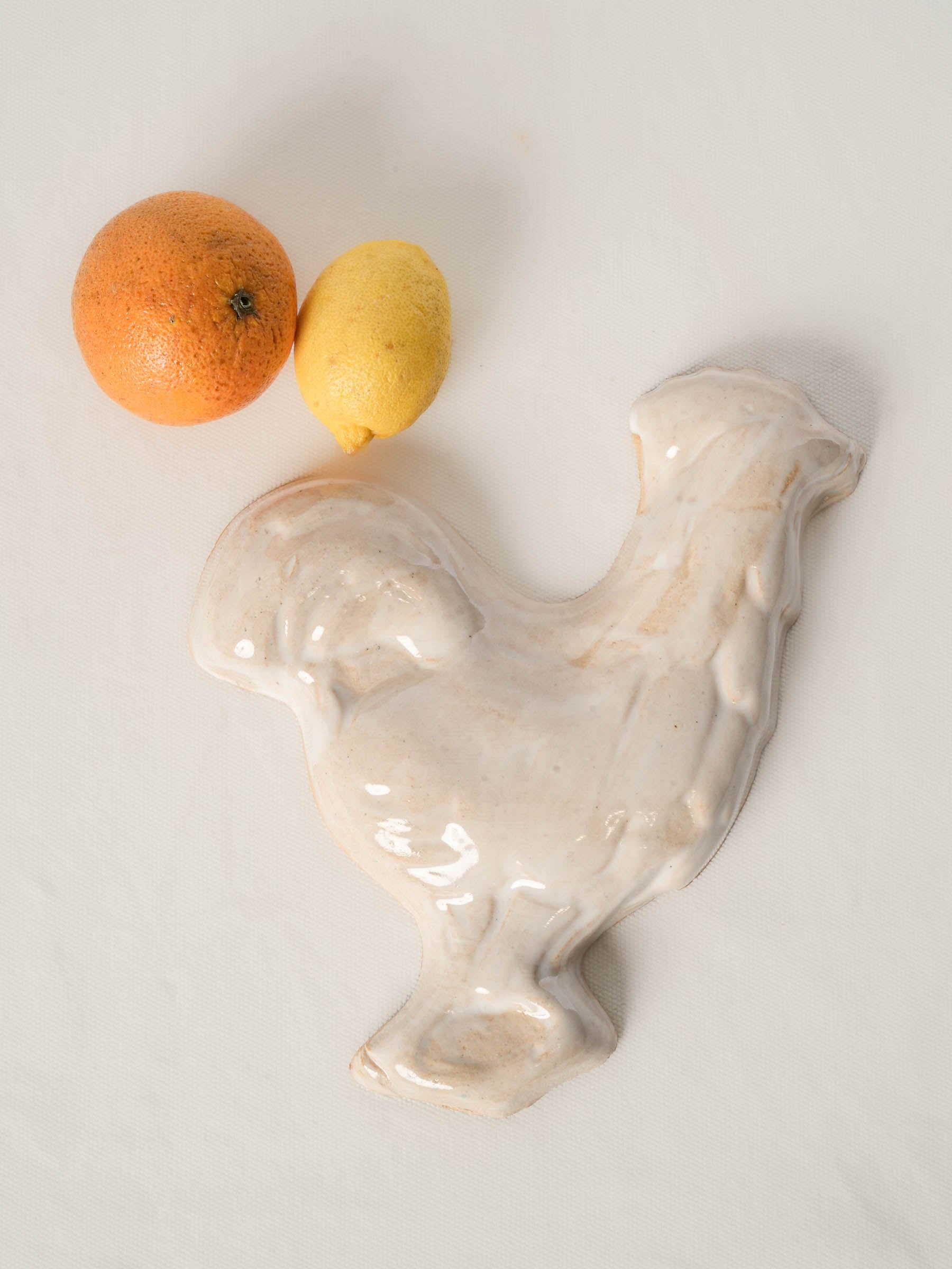 Ivory-Glazed Contemporary Artisan Ceramic Rooster - 10¼"