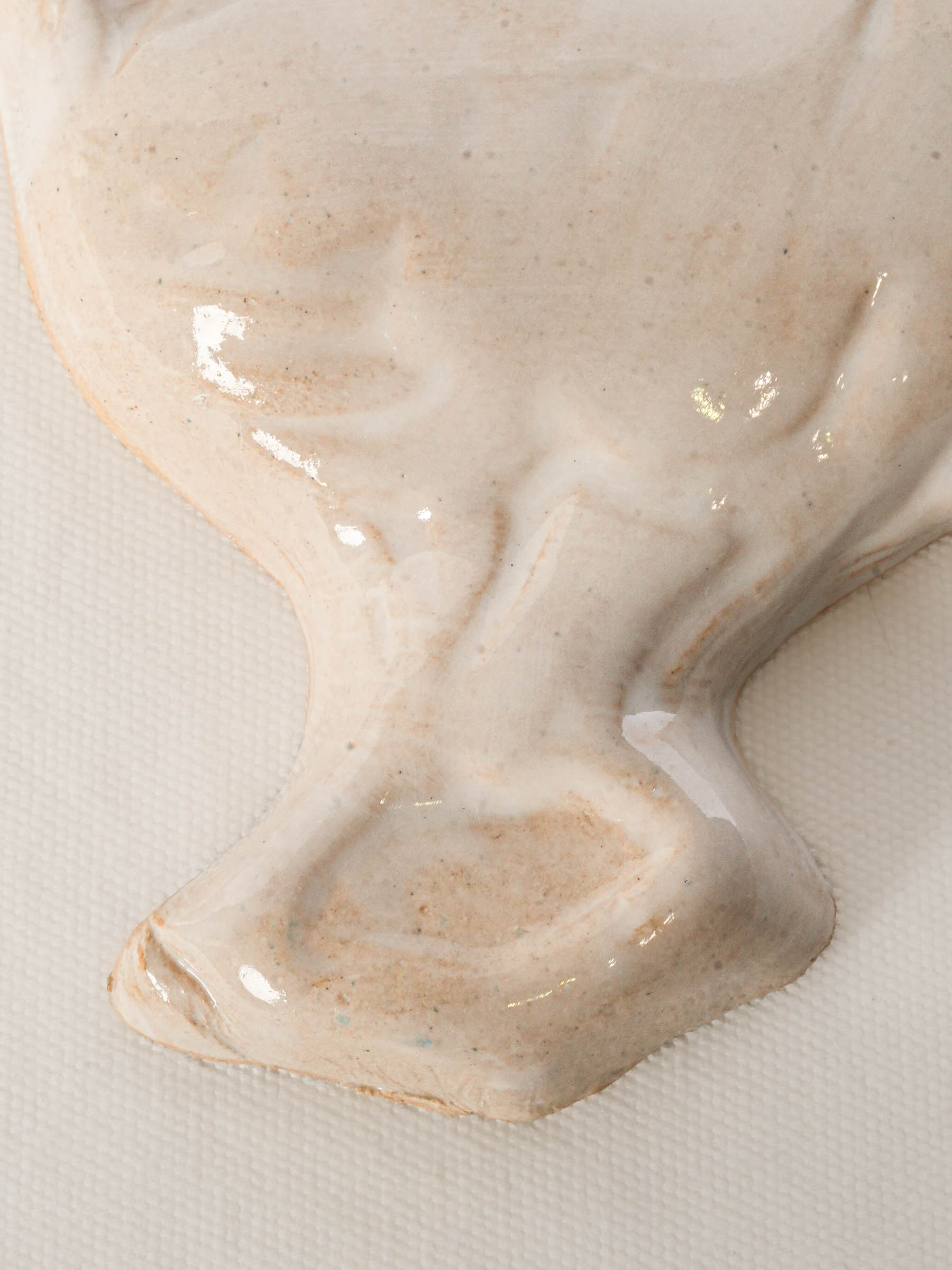 Ivory-Glazed Contemporary Artisan Ceramic Rooster - 10¼"