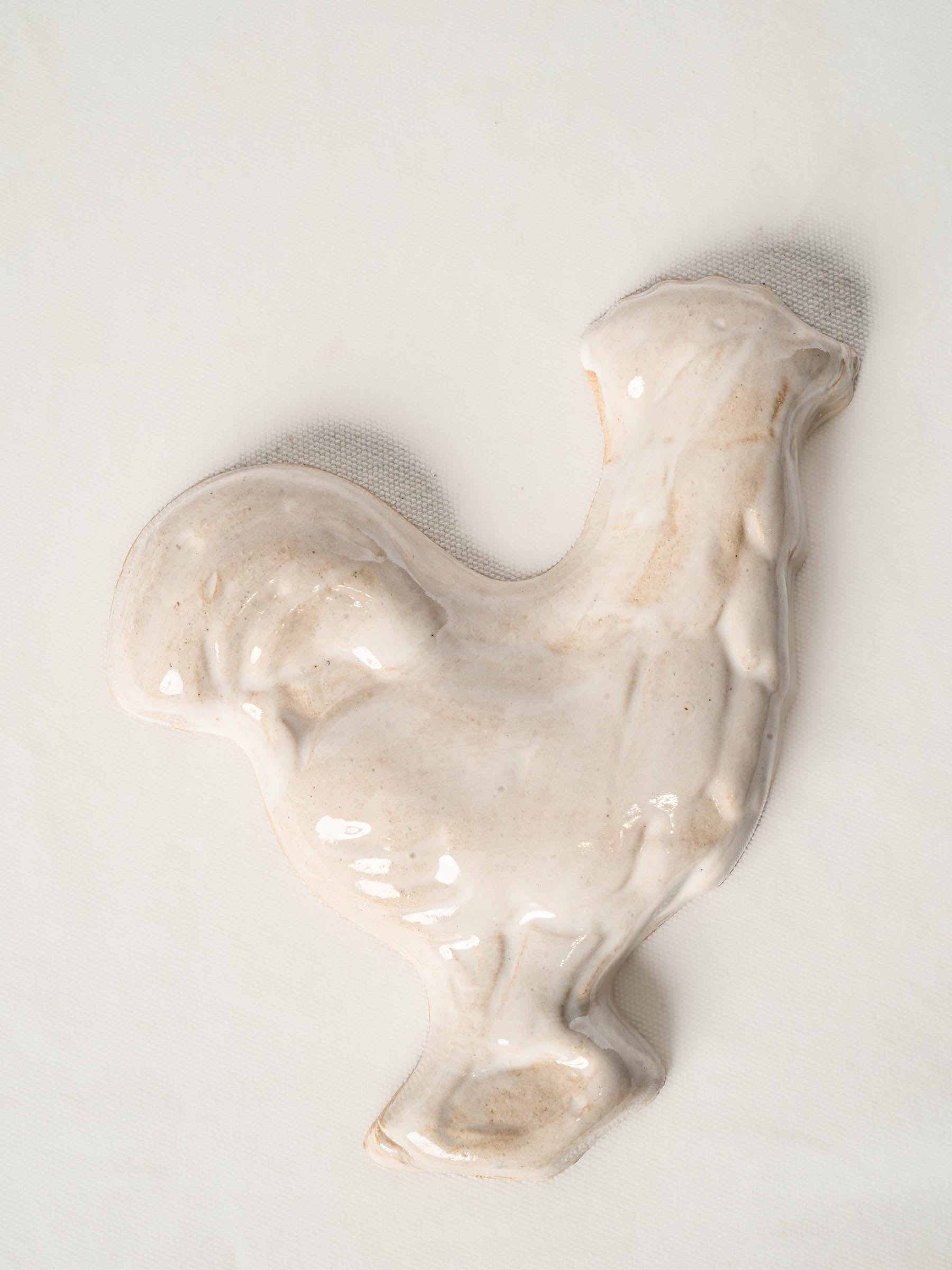 Ivory-Glazed Contemporary Artisan Ceramic Rooster - 10¼"