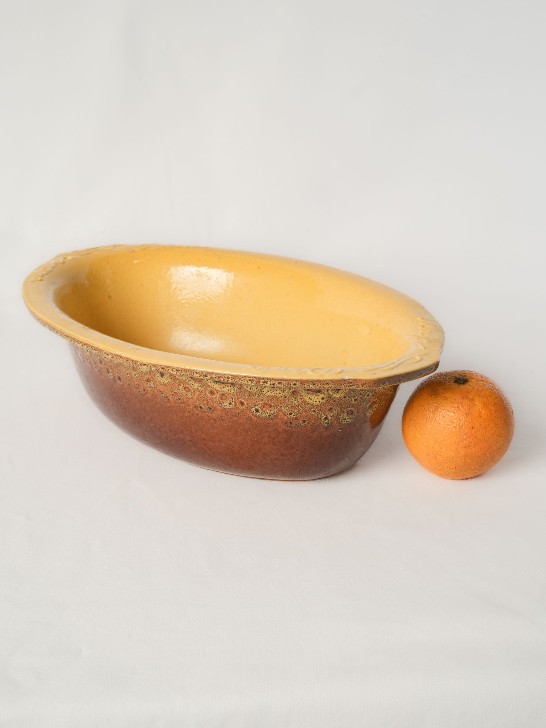 Vintage French Terrine Dish w/ Expressive Mottled Glaze - 14½"