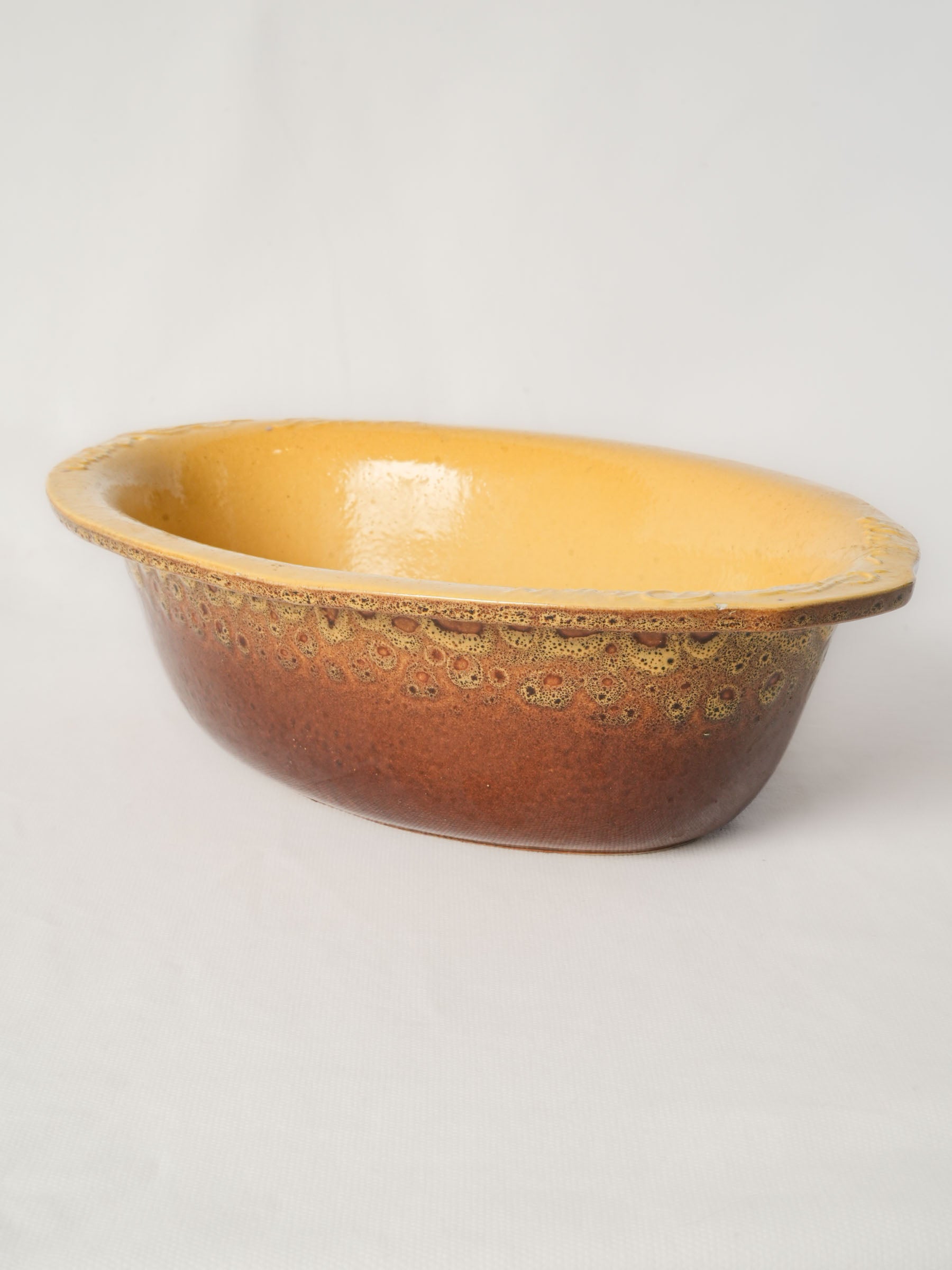 Vintage French Terrine Dish w/ Expressive Mottled Glaze - 14½"