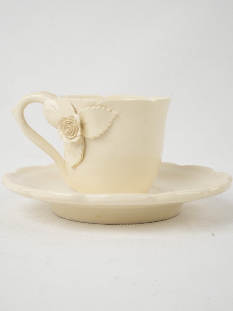 Vintage creamware Christmas coffee cup