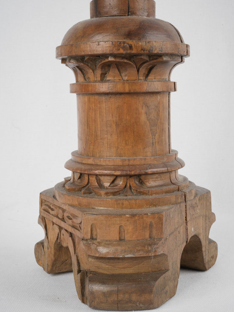 Walnut candlestick with historical church origin