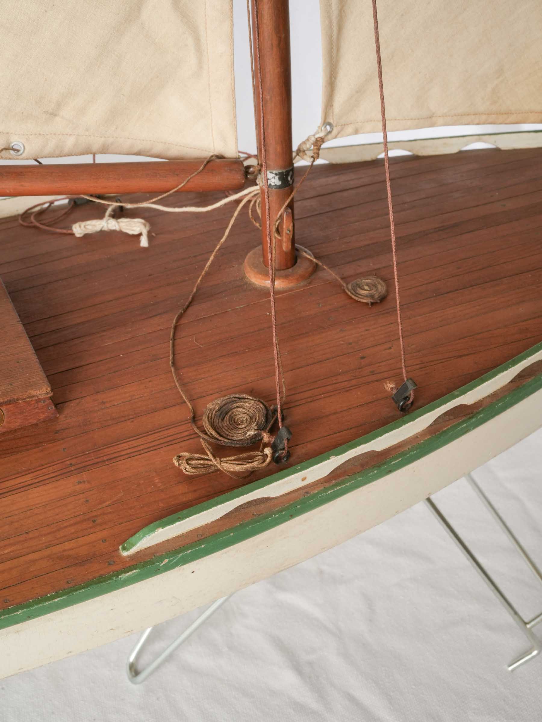 French Mid-20th-Century Hand-Built Wooden Pond Yacht - 42¼" x 41¾"