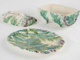 Lidded Majolica asparagus basket & platter - Longchamp 1890