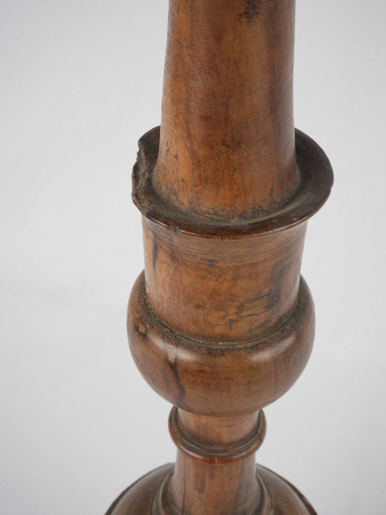 Classic engraved walnut candle holder