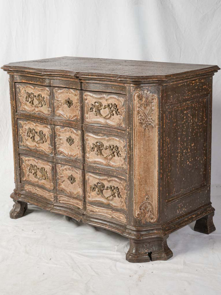 18th Century Dutch Serpentine Commode w/ Later Timeworn Painted Patina