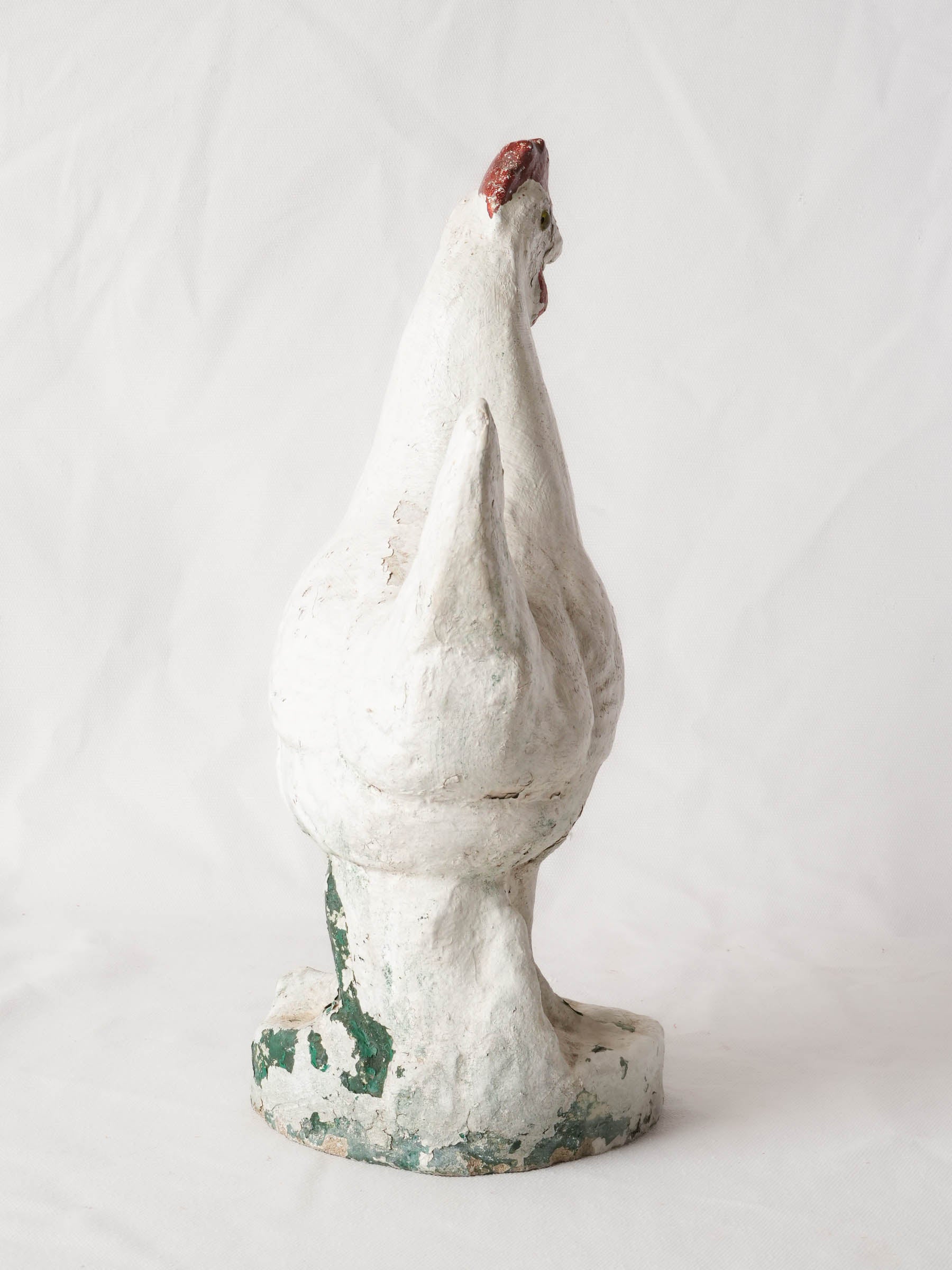1950s French Painted-Concrete Garden Hen w/ Glass Eyes - 16½"