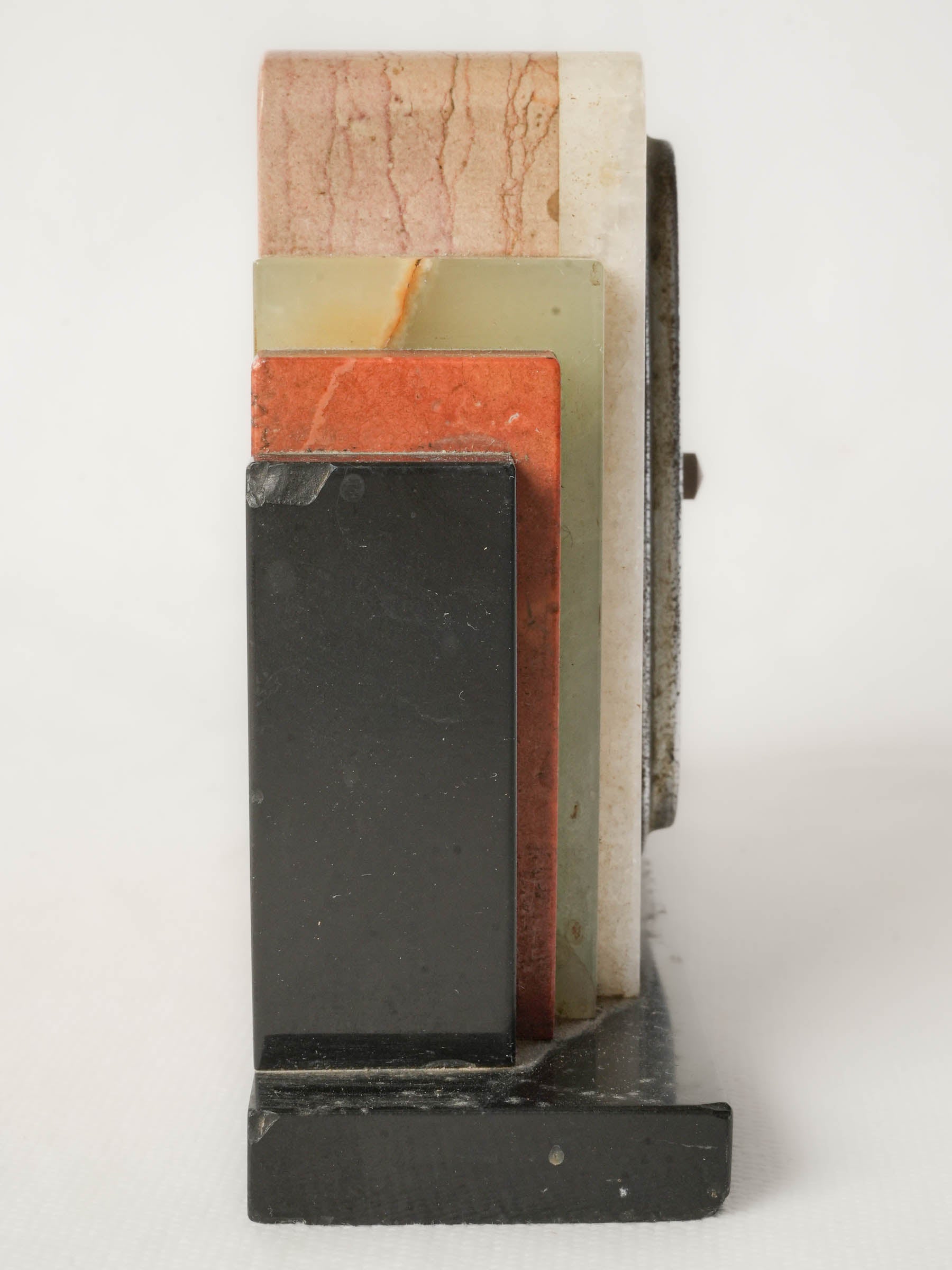 French Art Deco Bayard Mantel Clock in Alabaster and Onyx - 4¾" x 7½"