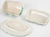 Lidded Majolica asparagus basket & platter - Longchamp 1890