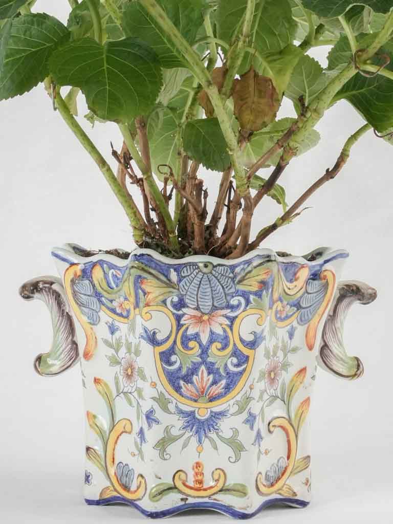 Late 19th century cachepot - Rouen earthenware 6¼"
