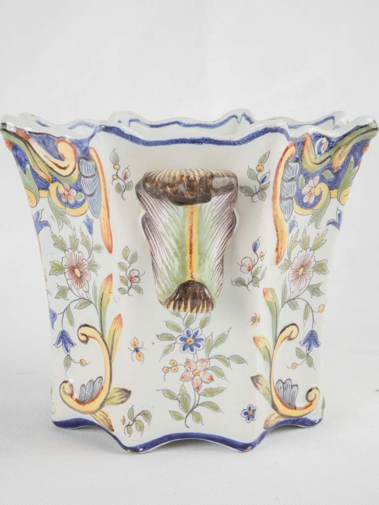 Late 19th century cachepot - Rouen earthenware 6¼"