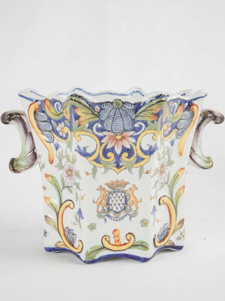 Late 19th century cachepot - Rouen earthenware 6¼"