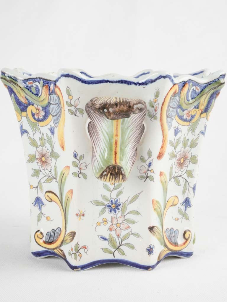 Late 19th century cachepot - Rouen earthenware 6¼"