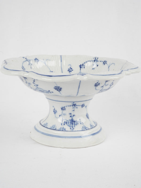 Antique ribbed porcelain compotier bowl
