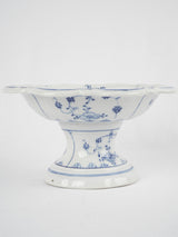 High-gloss blue floral footed bowl