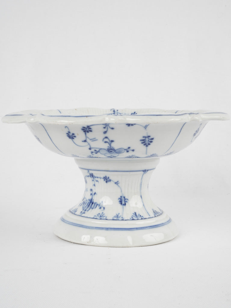 Elegant fluted porcelain footed bowl