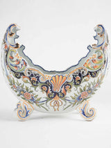 Antique Desvres faience jardiniere w/ scroll feet - Geo MARTEL 12½"