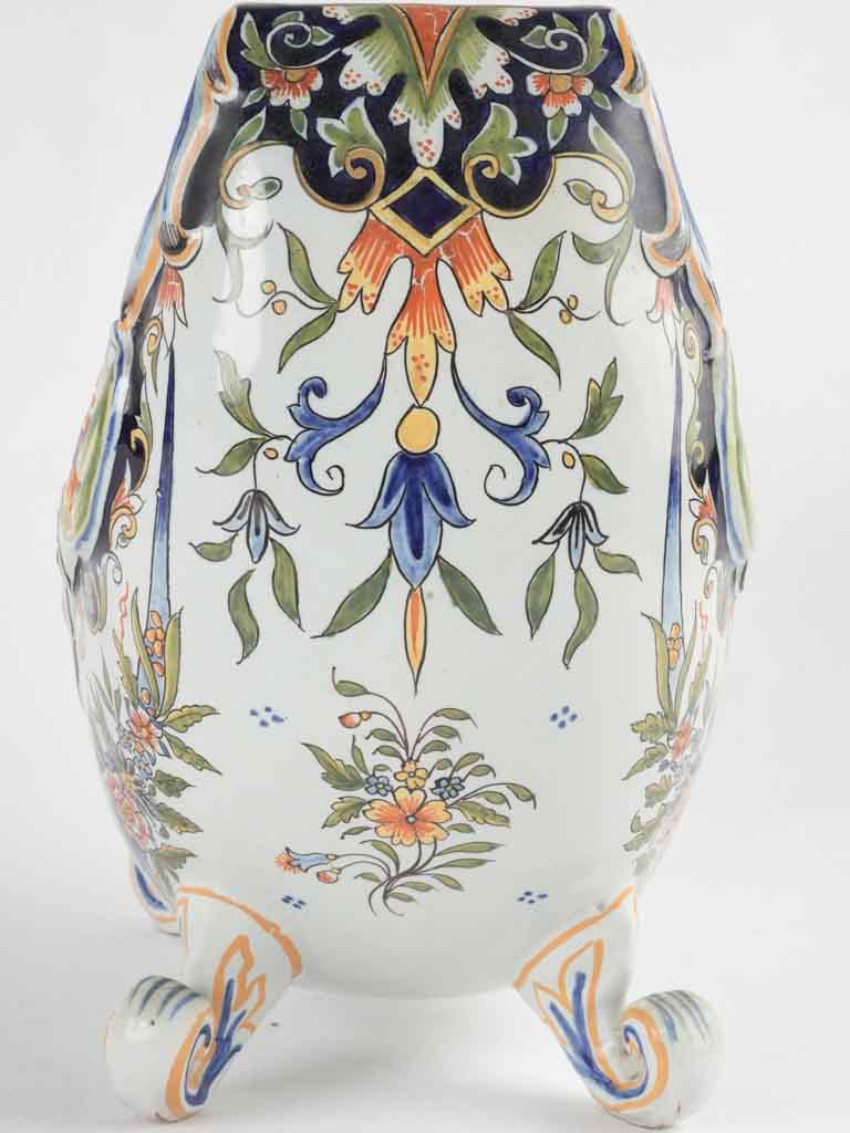 Antique Desvres faience jardiniere w/ scroll feet - Geo MARTEL 12½"