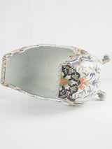 Antique Desvres faience jardiniere w/ scroll feet - Geo MARTEL 12½"