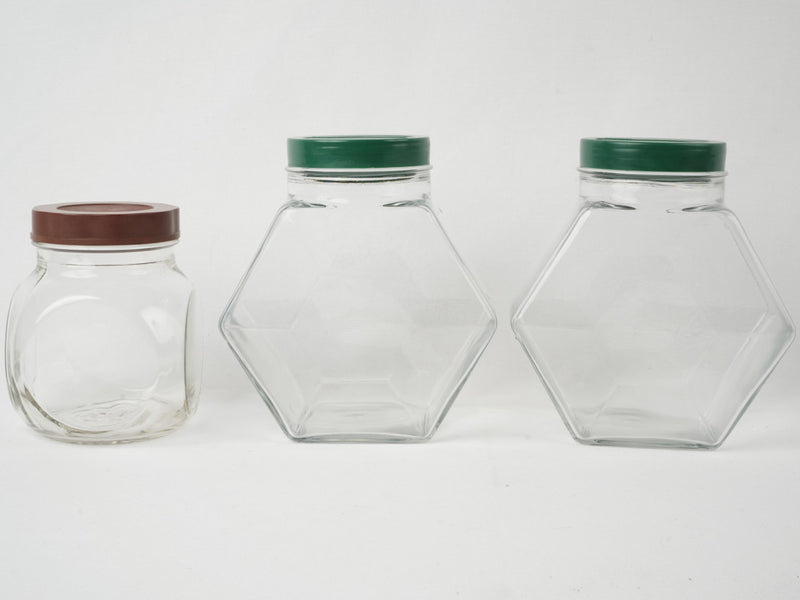 Weathered glass truffle storage jars