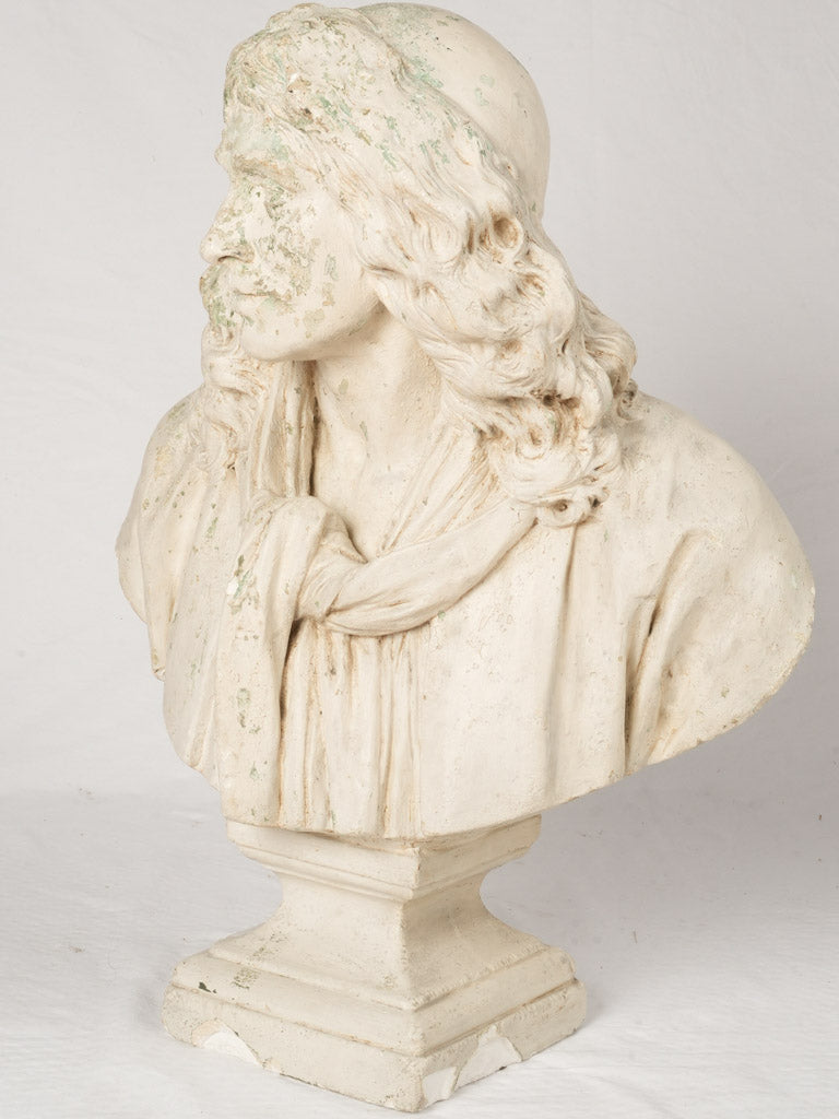 Antique patinated plaster sculpture bust  