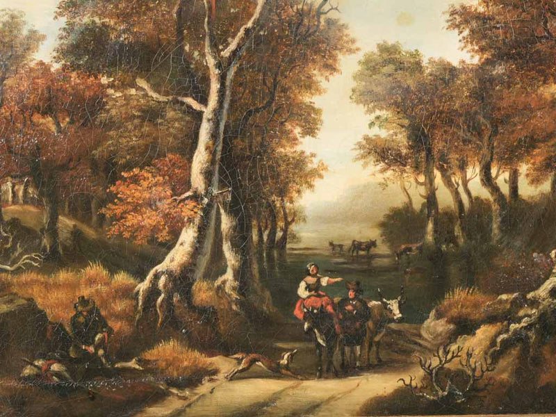 Time-worn pastoral artwork on canvas