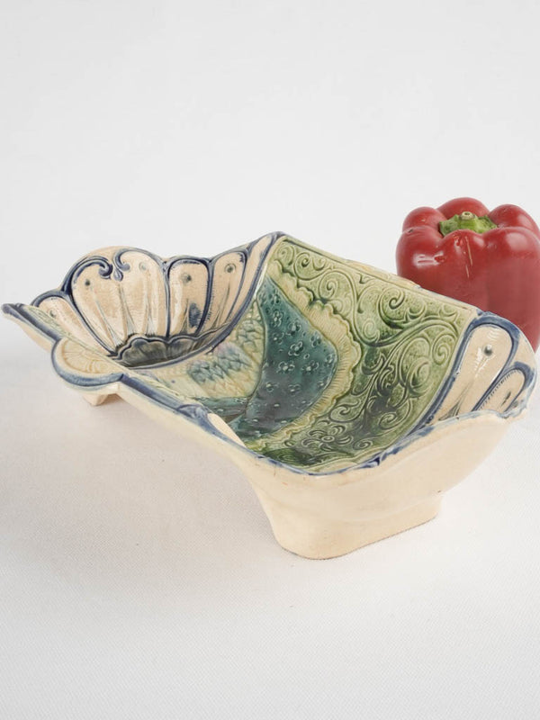 Late 19th century asparagus cradle Faïencerie de Wasmeul 13"