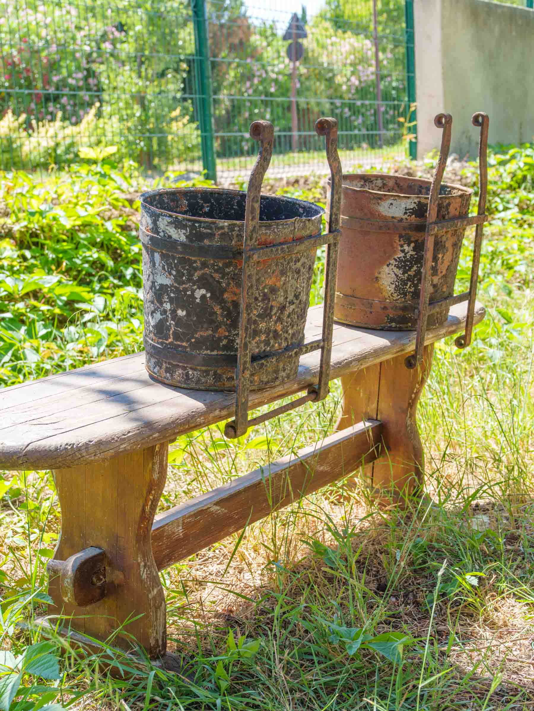 Antique Industrial Water Wheel Buckets - 19" x 12¼"