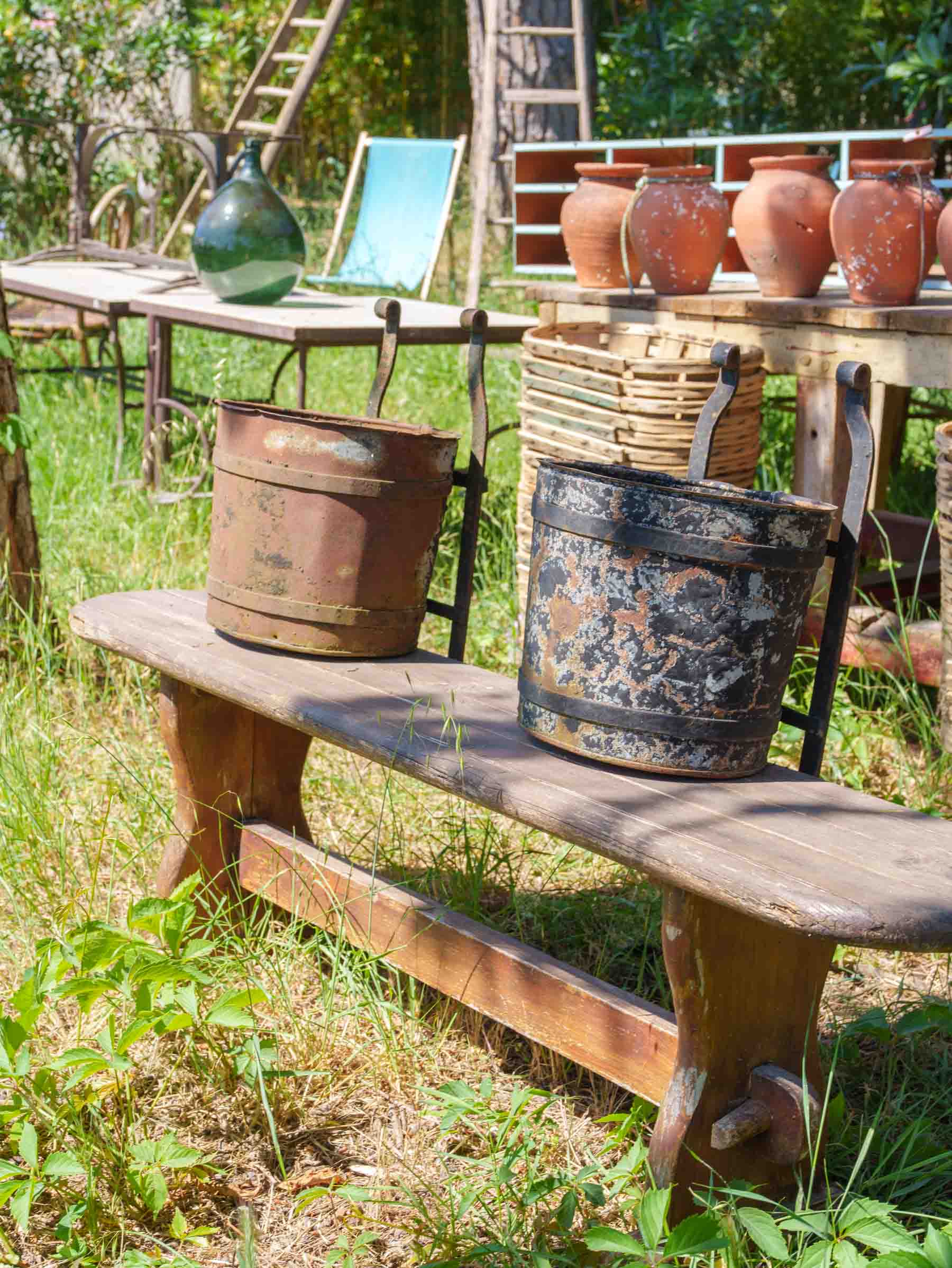 Antique Industrial Water Wheel Buckets - 19" x 12¼"