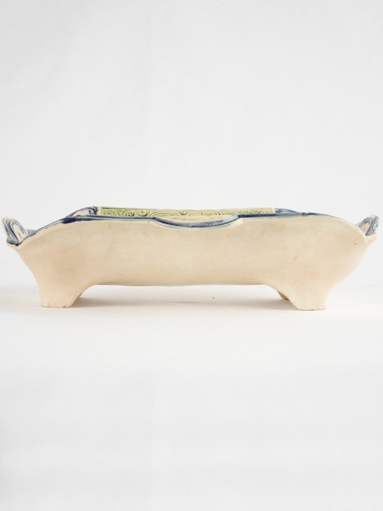 Late 19th century asparagus cradle Faïencerie de Wasmeul 13"
