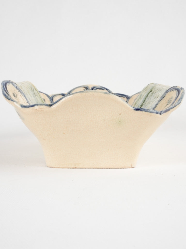 Late 19th century asparagus cradle Faïencerie de Wasmeul 13"