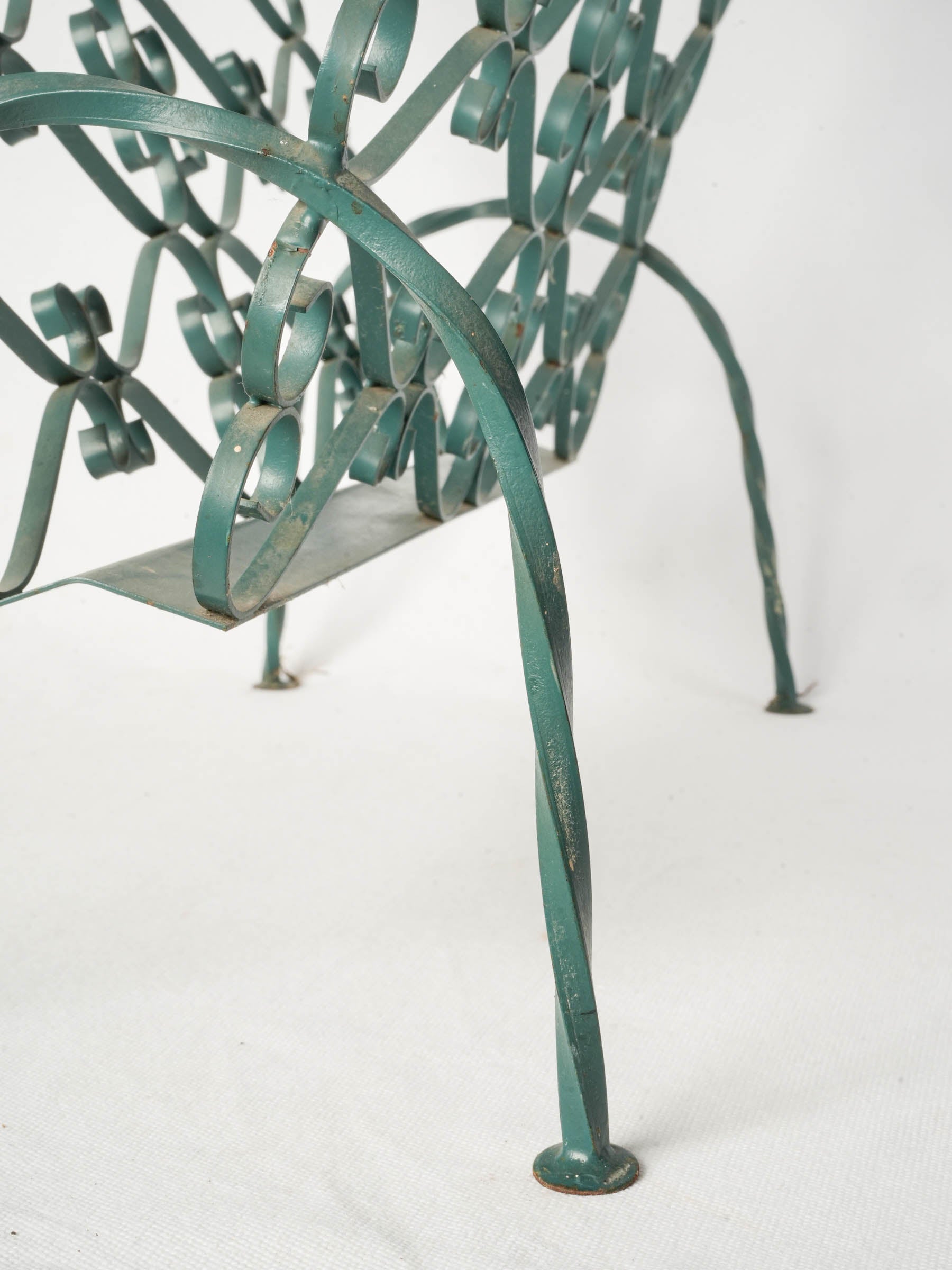 Mid-20th century Ornate Green-Painted Wrought Iron Magazine Rack - 21¾"