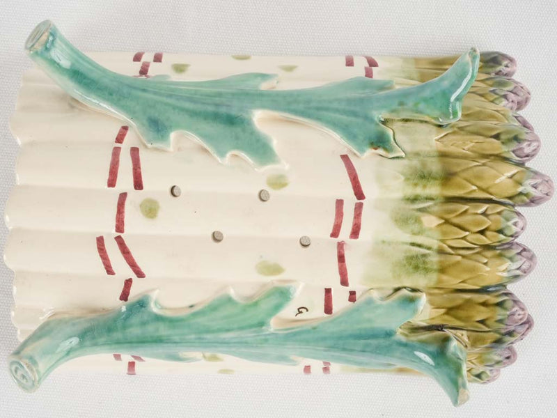 Longchamp majolica asparagus & artichoke platter - late 19th century 14½"