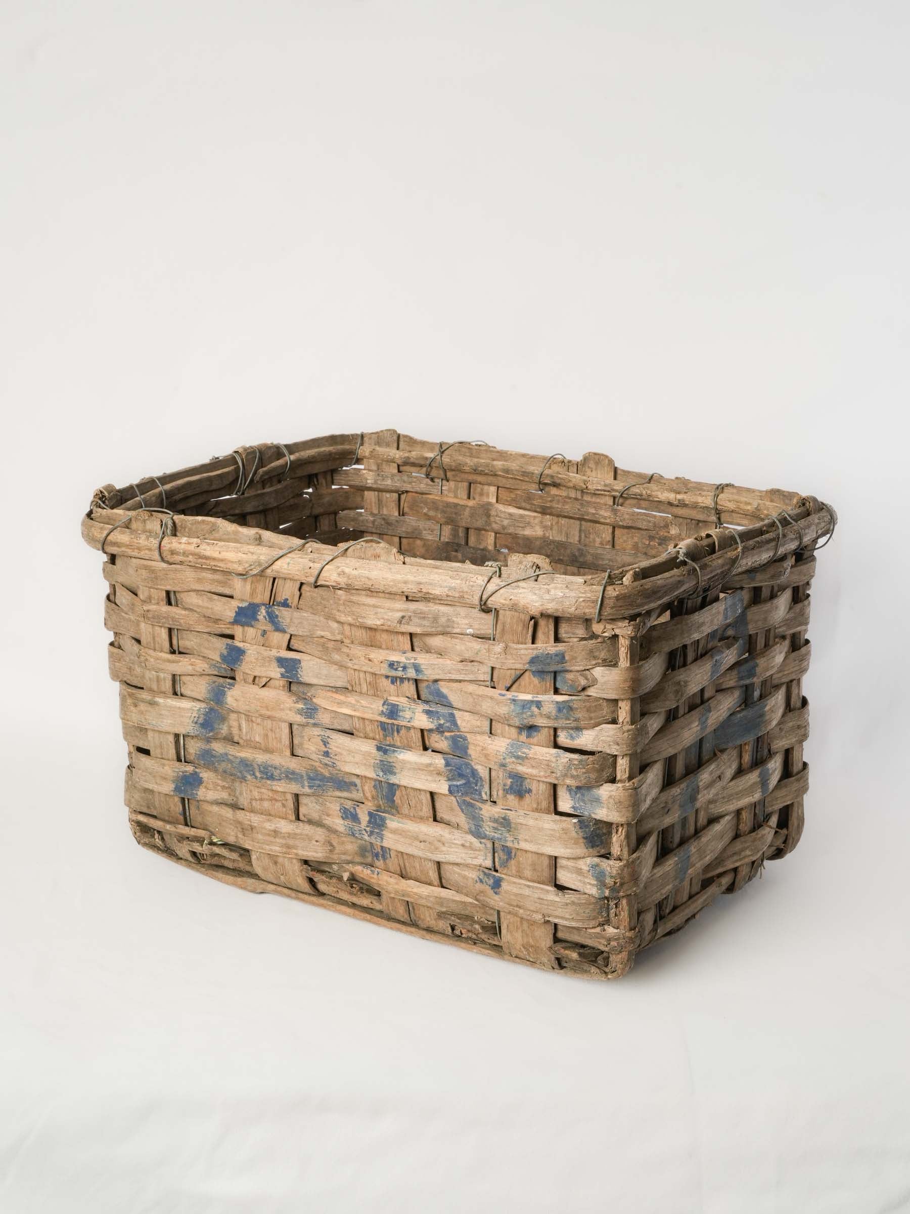 Vintage Portuguese Woven Grape Harvest Basket - 13" x 21¼"