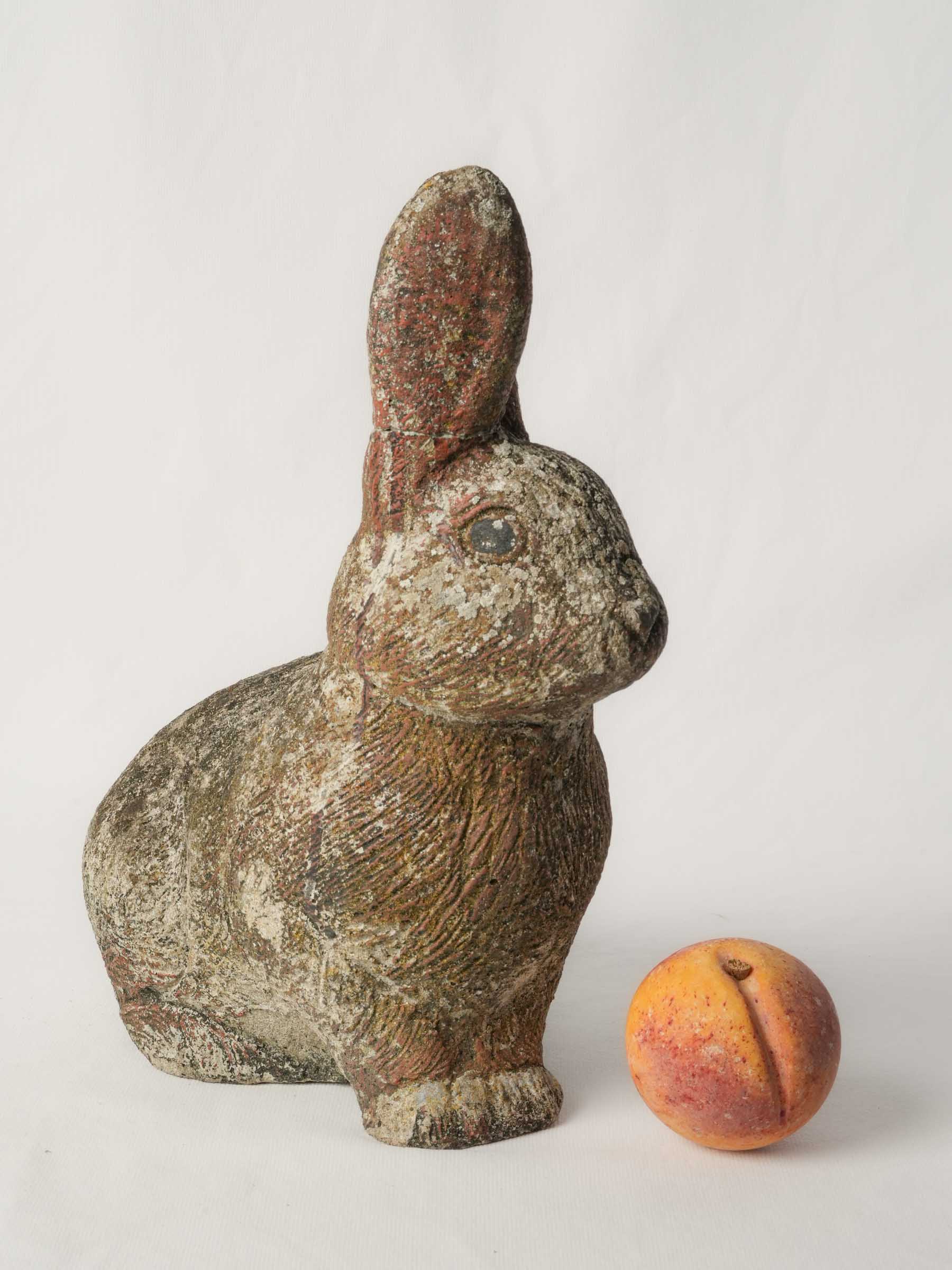 Charming French Cast-Stone Garden Rabbit w/ Mossy Patina - 13"