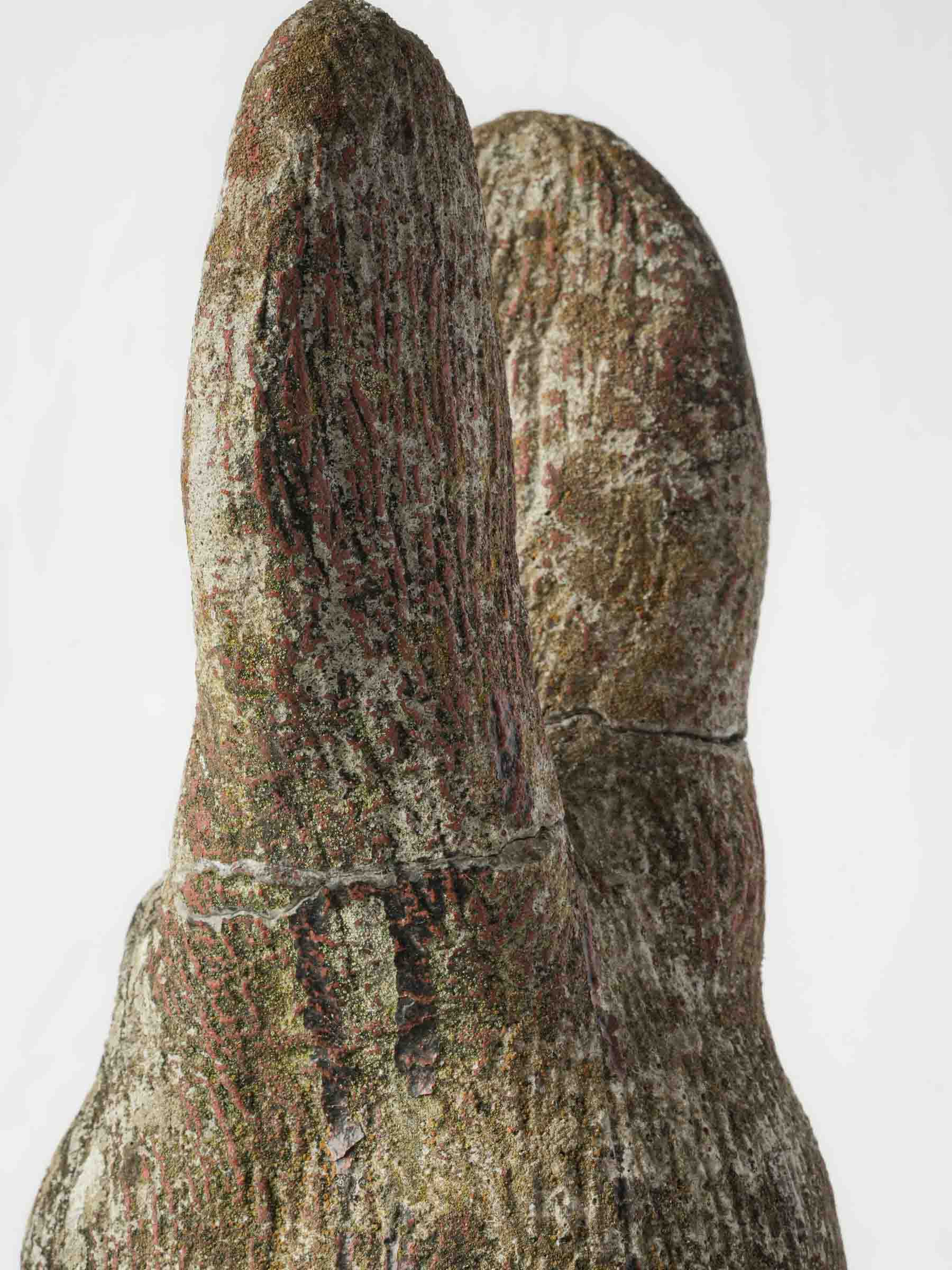 Charming French Cast-Stone Garden Rabbit w/ Mossy Patina - 13"