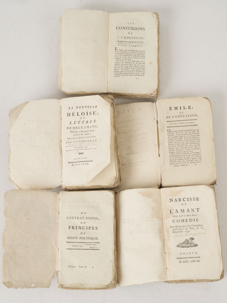 Aged Jean-Jacques Rousseau's literary collection