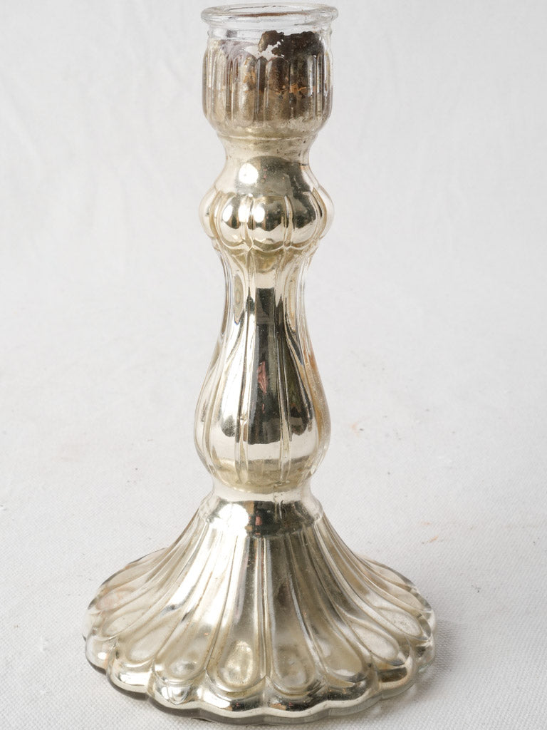 Antique silvered mercury-glass candlestick  