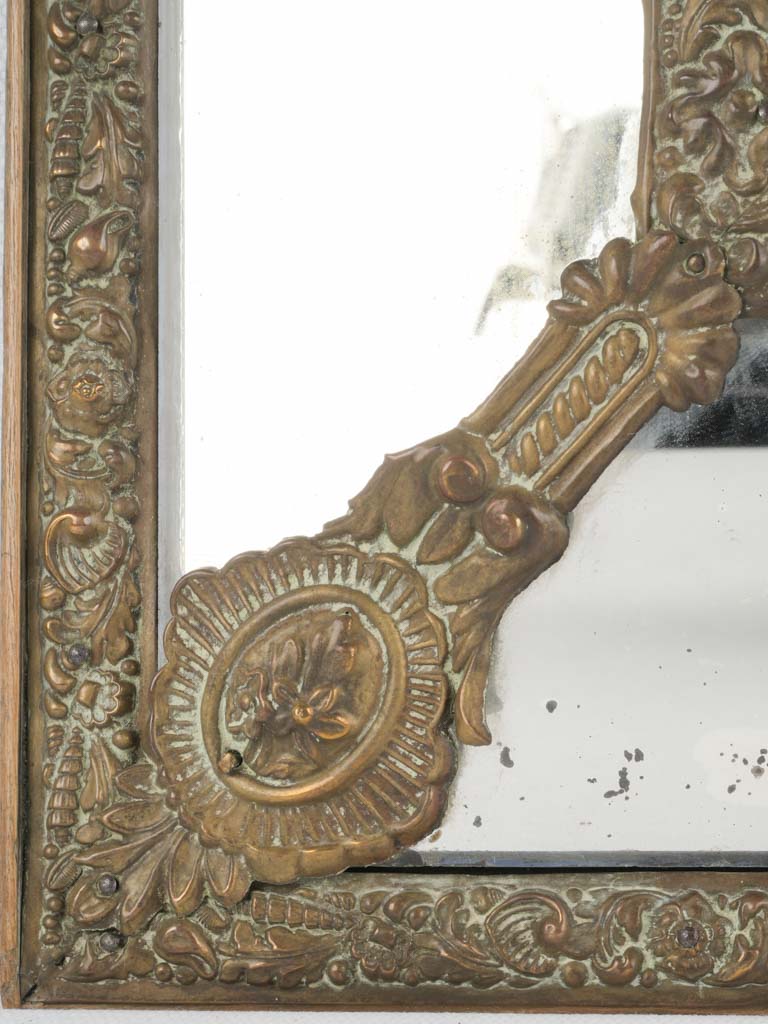 Ornate lion-head embellished parclose mirror