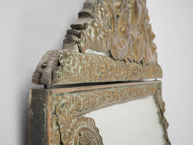 Patina-finished Regency parclose decorative mirror