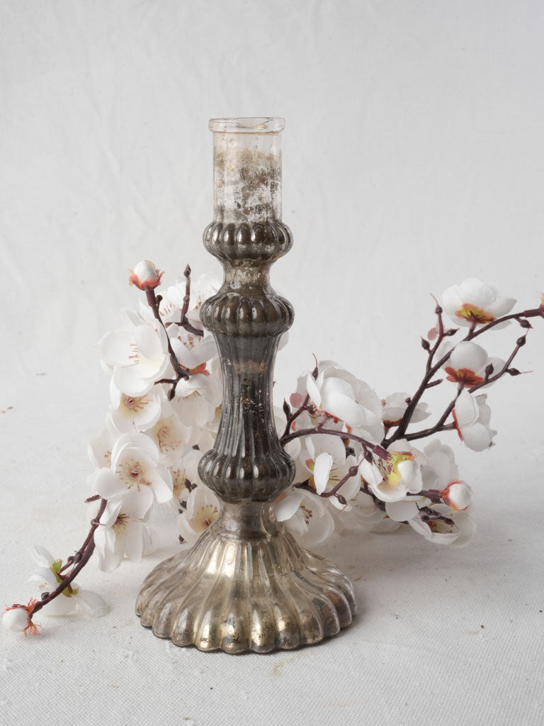 Antique Silvered Glass Candlestick c.1890 - 8¾"