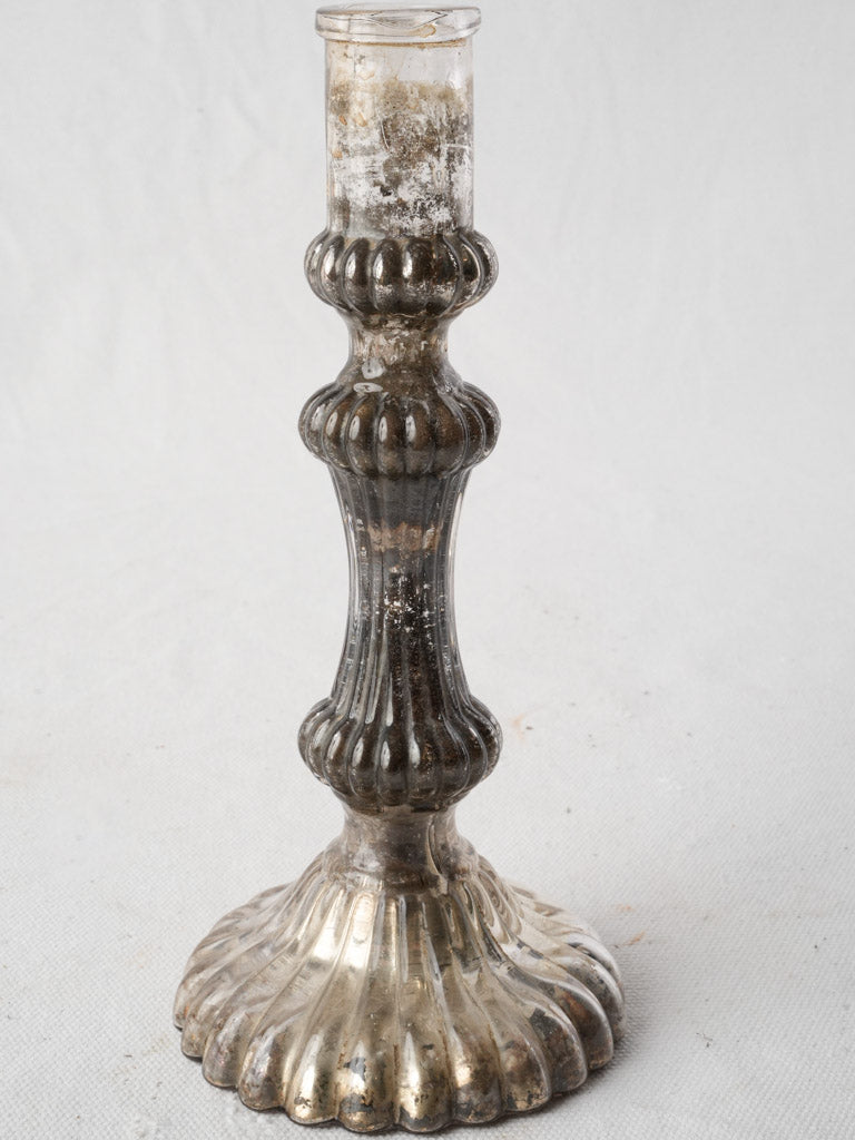 Antique Silvered Glass Candlestick c.1890 - 8¾"