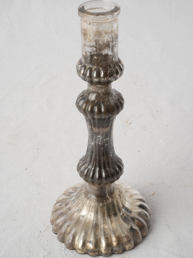 Antique Silvered Glass Candlestick c.1890 - 8¾"