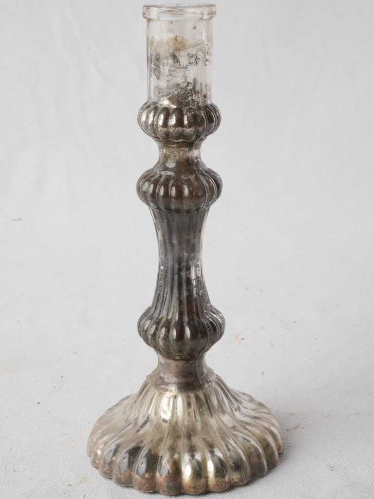 Antique Silvered Glass Candlestick c.1890 - 8¾"