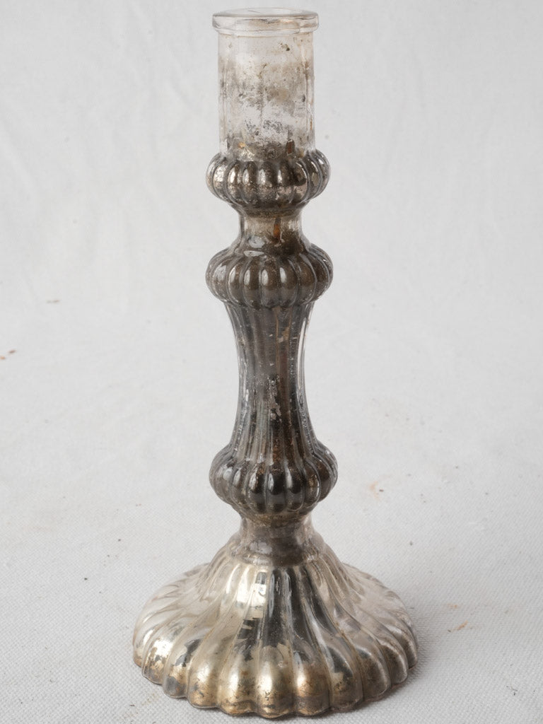 Antique Silvered Glass Candlestick c.1890 - 8¾"