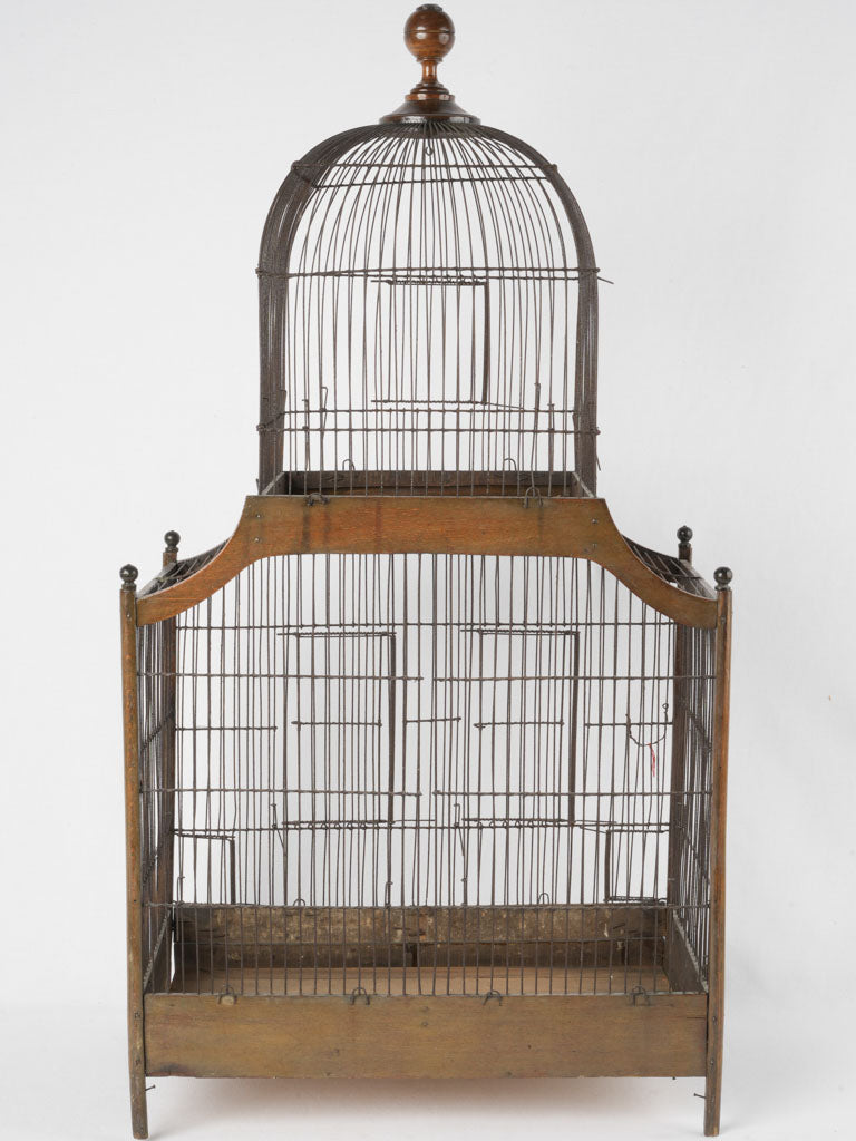 Vintage large birdcage, ornate wood frame