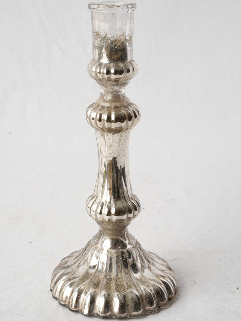 Late 19th-Century French Silvered-Glass Candlestick - 9½"