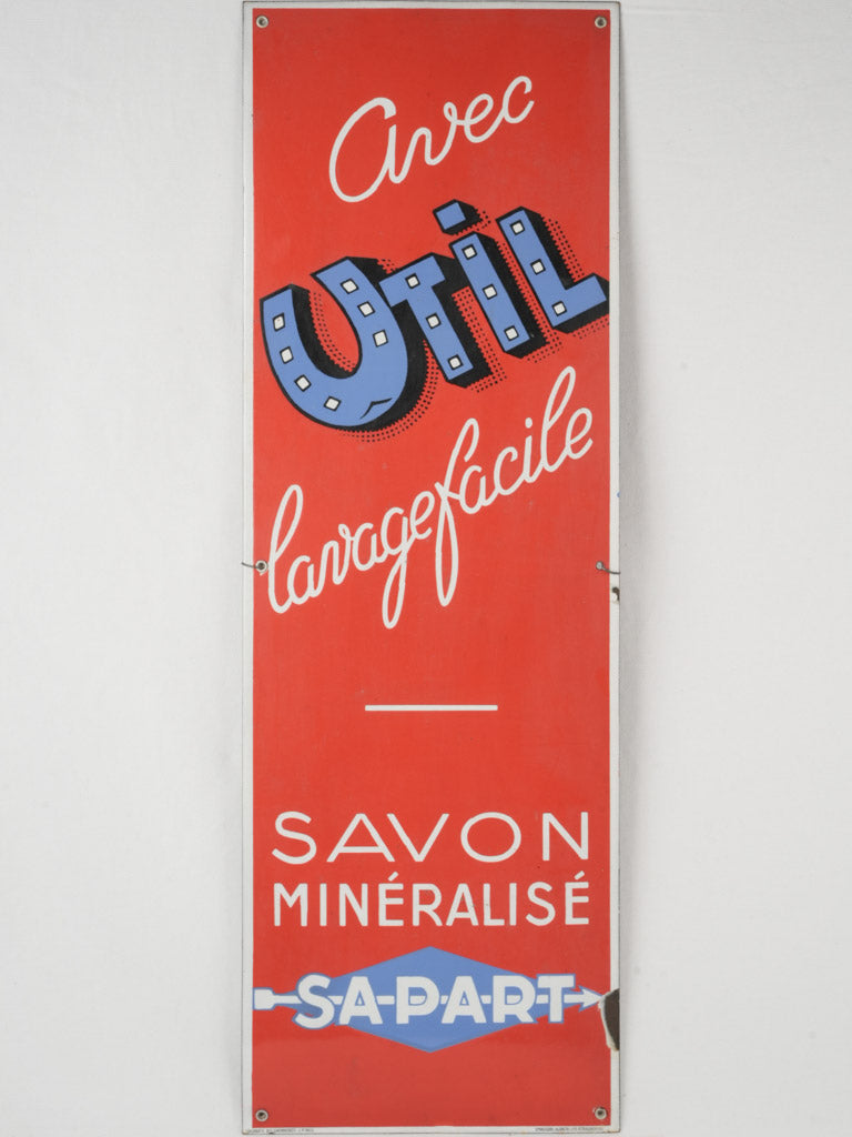 Large red enamel advertising sign - laundry detergent 39½