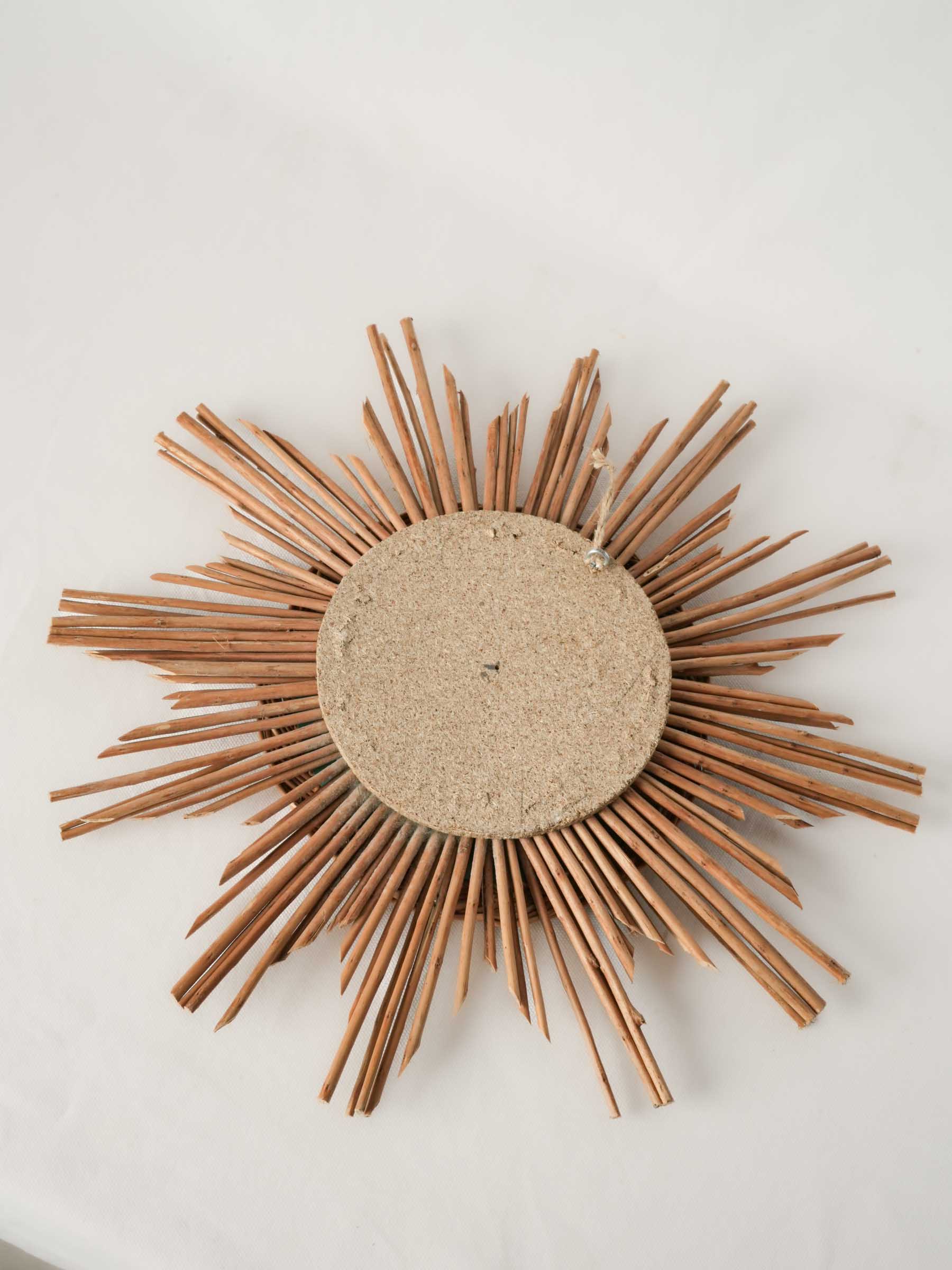 Small Vintage Rattan Sunburst Mirror, c. 1960s - 18½"